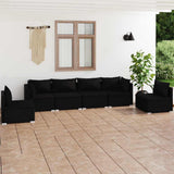 vidaXL 4-delige Loungeset met kussens poly rattan zwart