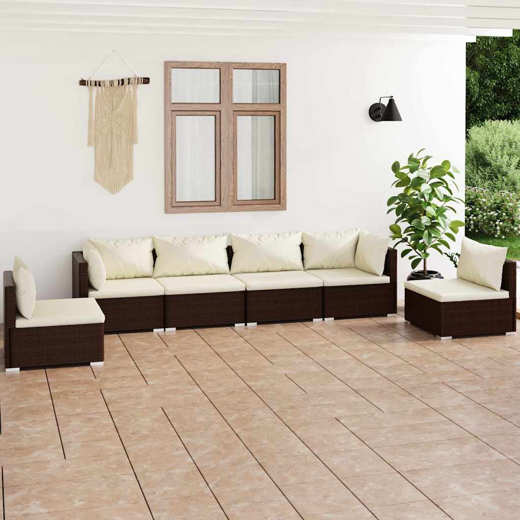 vidaXL 4-delige Loungeset met kussens poly rattan zwart
