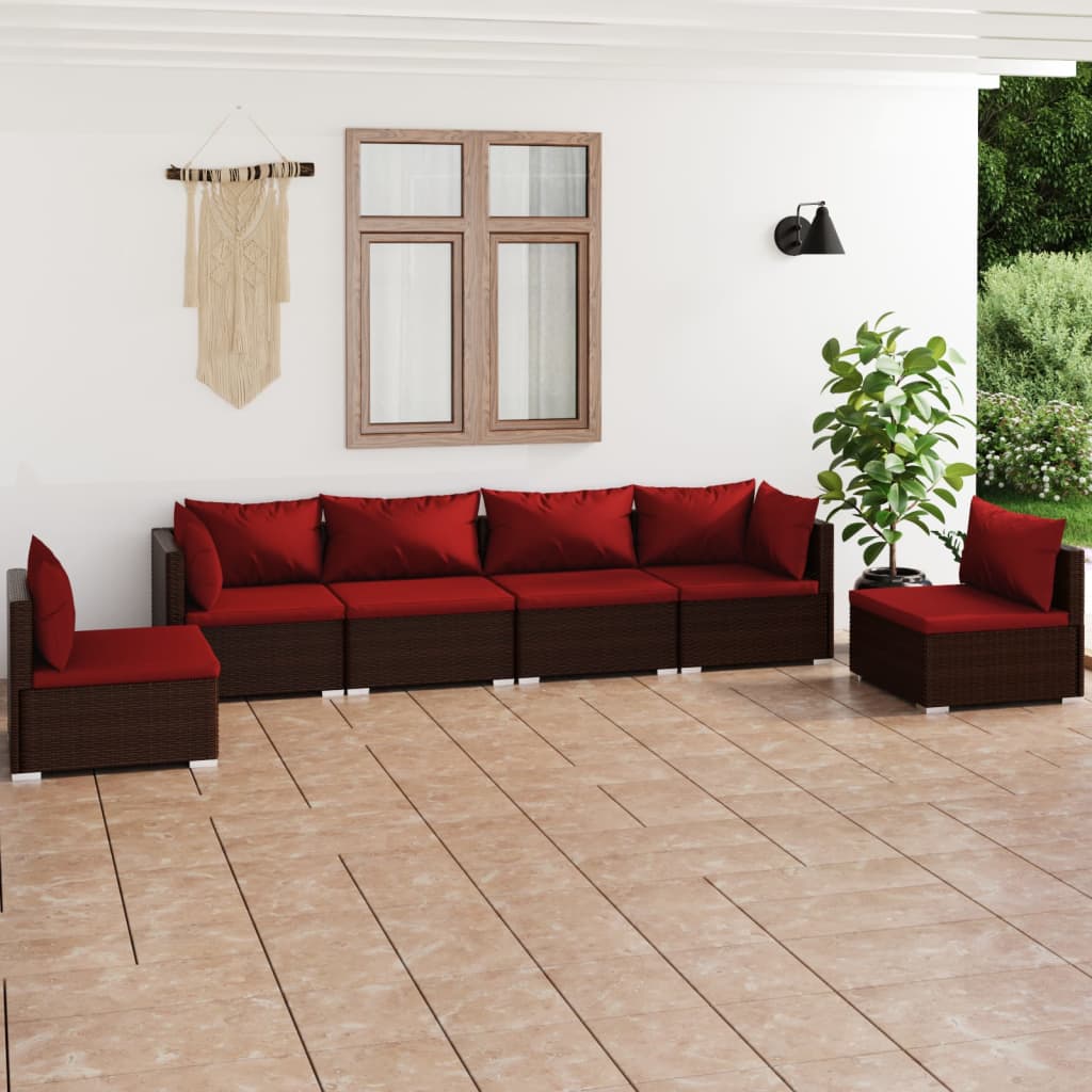 vidaXL 4-delige Loungeset met kussens poly rattan zwart