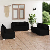 vidaXL 4-delige Loungeset met kussens poly rattan zwart