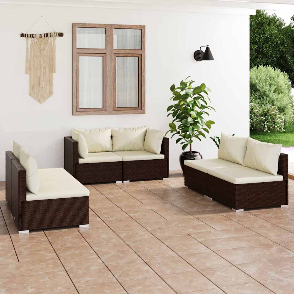vidaXL 4-delige Loungeset met kussens poly rattan zwart