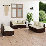 vidaXL 4-delige Loungeset met kussens poly rattan zwart
