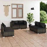 vidaXL 4-delige Loungeset met kussens poly rattan zwart