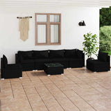 vidaXL 4-delige Loungeset met kussens poly rattan zwart