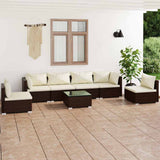 vidaXL 4-delige Loungeset met kussens poly rattan zwart
