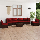 vidaXL 4-delige Loungeset met kussens poly rattan zwart