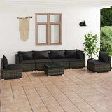 vidaXL 4-delige Loungeset met kussens poly rattan zwart