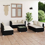 vidaXL 4-delige Loungeset met kussens poly rattan zwart