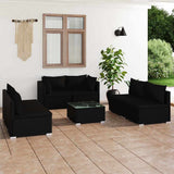 vidaXL 4-delige Loungeset met kussens poly rattan zwart