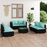 vidaXL 4-delige Loungeset met kussens poly rattan zwart