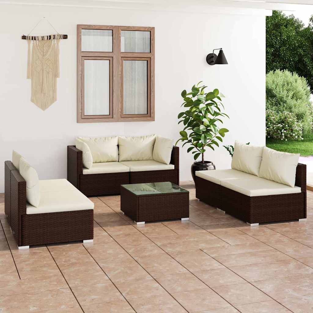 vidaXL 4-delige Loungeset met kussens poly rattan zwart