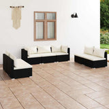 vidaXL 4-delige Loungeset met kussens poly rattan zwart
