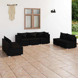 vidaXL 4-delige Loungeset met kussens poly rattan zwart