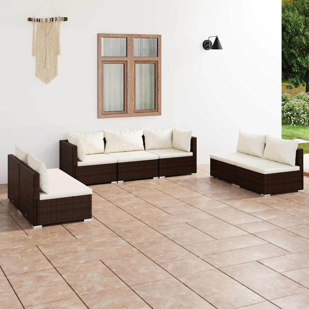 vidaXL 4-delige Loungeset met kussens poly rattan zwart