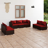 vidaXL 4-delige Loungeset met kussens poly rattan zwart