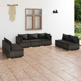 vidaXL 4-delige Loungeset met kussens poly rattan zwart