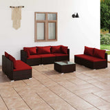 vidaXL 4-delige Loungeset met kussens poly rattan zwart