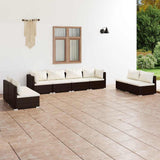 vidaXL 4-delige Loungeset met kussens poly rattan zwart