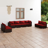 vidaXL 4-delige Loungeset met kussens poly rattan zwart