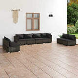 vidaXL 4-delige Loungeset met kussens poly rattan zwart