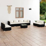 vidaXL 4-delige Loungeset met kussens poly rattan zwart