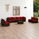 vidaXL 4-delige Loungeset met kussens poly rattan zwart