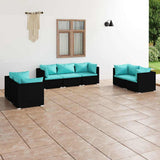 vidaXL 4-delige Loungeset met kussens poly rattan zwart