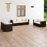 vidaXL 4-delige Loungeset met kussens poly rattan zwart