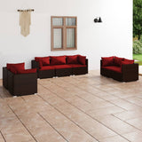 vidaXL 4-delige Loungeset met kussens poly rattan zwart