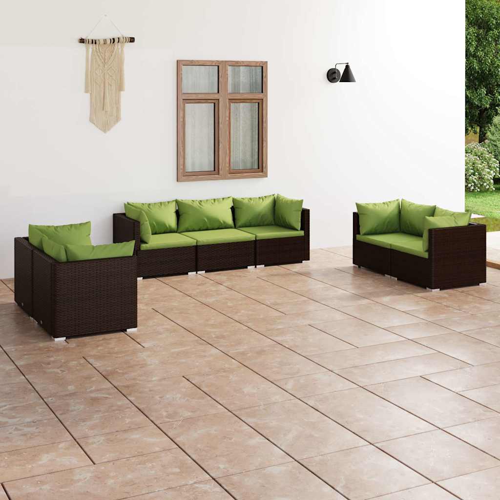 vidaXL 4-delige Loungeset met kussens poly rattan zwart