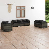 vidaXL 4-delige Loungeset met kussens poly rattan zwart