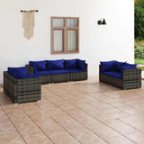 vidaXL 4-delige Loungeset met kussens poly rattan zwart