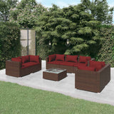 vidaXL 4-delige Loungeset met kussens poly rattan zwart