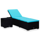 vidaXL Ligbed met kussen en theetafel poly rattan rood