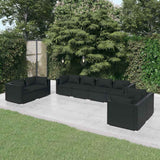 vidaXL 4-delige Loungeset met kussens poly rattan zwart
