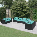 vidaXL 4-delige Loungeset met kussens poly rattan zwart