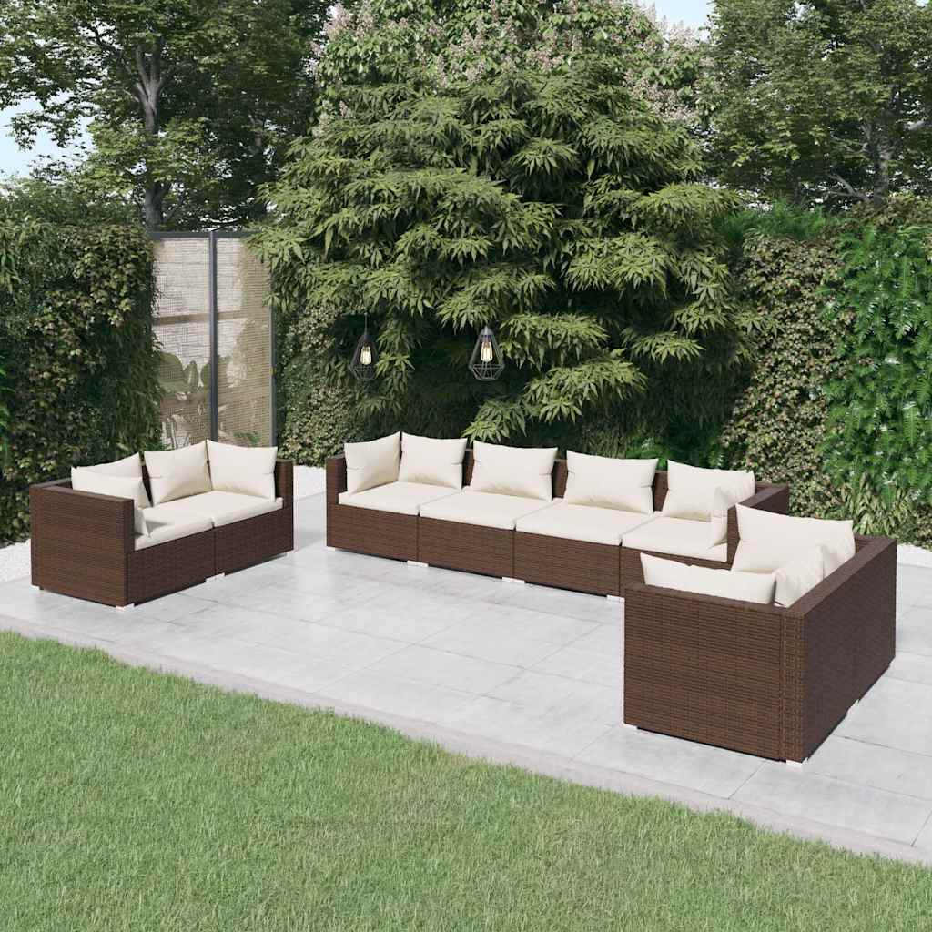 vidaXL 4-delige Loungeset met kussens poly rattan zwart