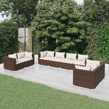 vidaXL 4-delige Loungeset met kussens poly rattan zwart
