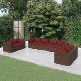 vidaXL 4-delige Loungeset met kussens poly rattan zwart