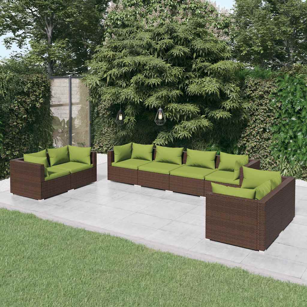 vidaXL 4-delige Loungeset met kussens poly rattan zwart