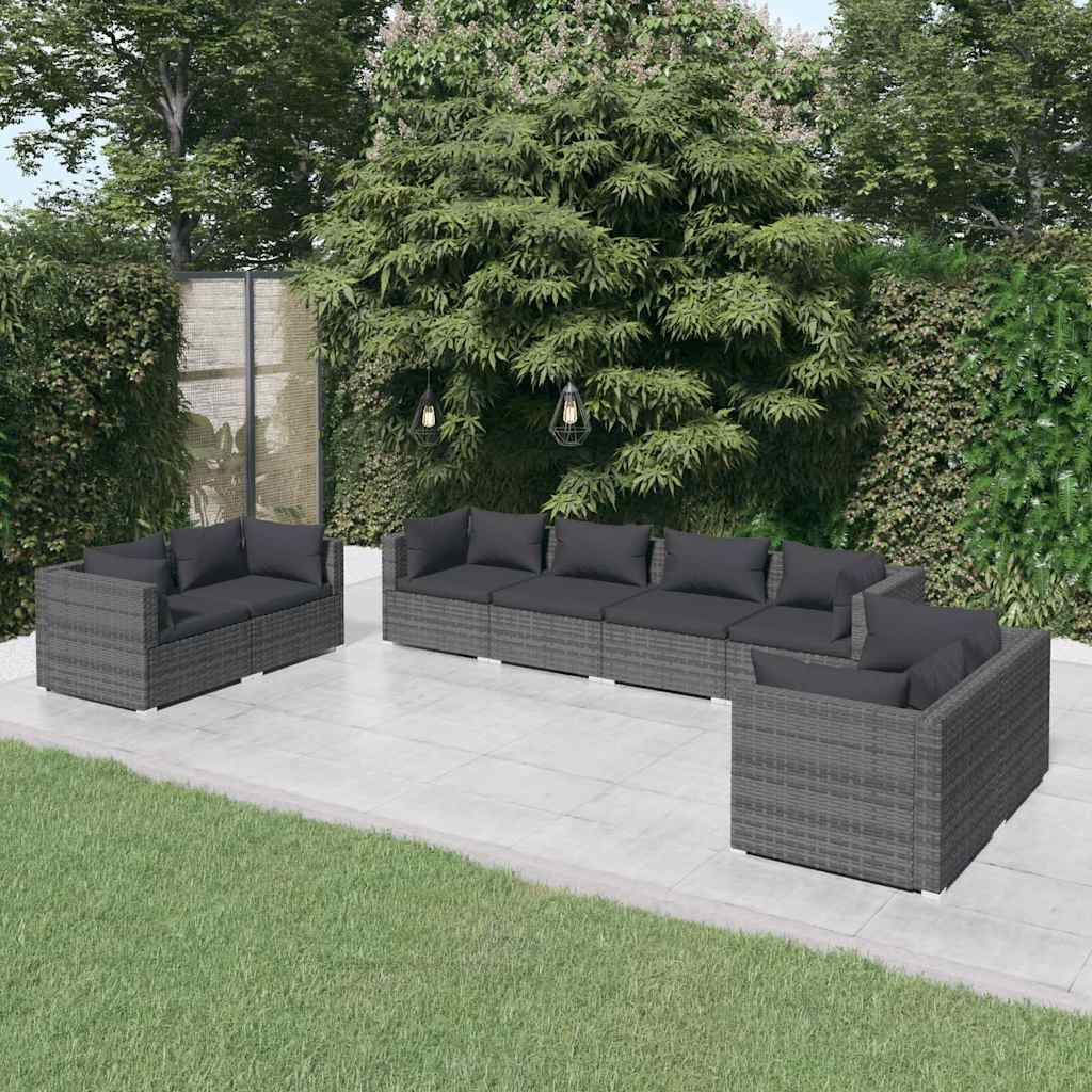 vidaXL 4-delige Loungeset met kussens poly rattan zwart