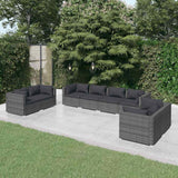 vidaXL 4-delige Loungeset met kussens poly rattan zwart