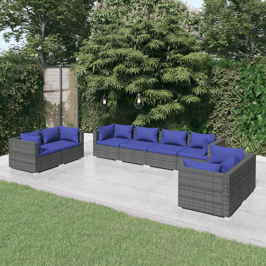 vidaXL 4-delige Loungeset met kussens poly rattan zwart