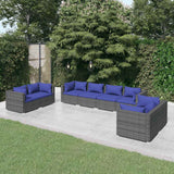 vidaXL 4-delige Loungeset met kussens poly rattan zwart