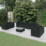 vidaXL 4-delige Loungeset met kussens poly rattan zwart
