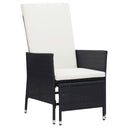 vidaXL Garden Chair Adjustable with Cushions Poly Rattan Black