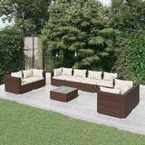 vidaXL 4-delige Loungeset met kussens poly rattan zwart