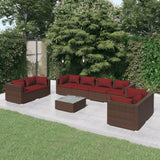 vidaXL 4-delige Loungeset met kussens poly rattan zwart