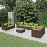 vidaXL 4-delige Loungeset met kussens poly rattan zwart