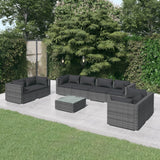 vidaXL 4-delige Loungeset met kussens poly rattan zwart